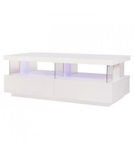 BLUE LIGHT Table basse et luminaire led - Blanc - L 120 x P 60 x H 45 cm