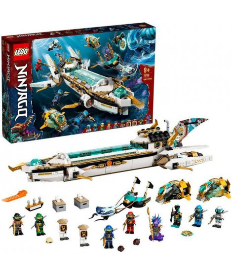 LEGO 71756 NINJAGO L'Hydro Bounty Sous-marin avec Mini Figurines Kai et Nya, Jouet Ninja pour Enfants 9 ans et plus