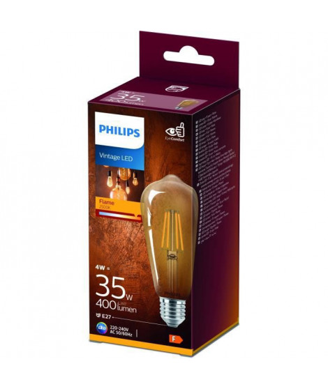 PHILIPS LED Classic Standard Edison Mini Vintage Filament 35W E27 Claire Ambrée Blanc Chaud