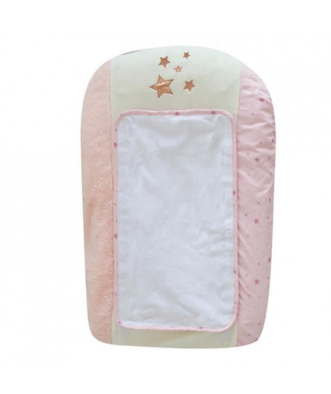 DOMIVA Matelas a langer Jolly - Eponge 100% coton - + 2 éponges - Blanc/Rose - 50 x 75 cm