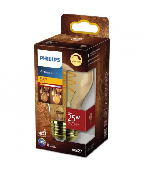 PHILIPS Ampoule LED Standard E27 - 25W Blanc Chaud Ambré - Compatible Variateur - Verre