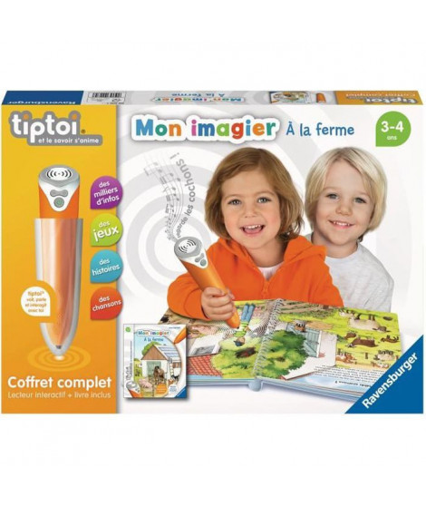 tiptoi - Coffret complet lecteur interactif + Livre Imagier A la ferme -  Ravensburger - Jeu électronique éducatif - Des 3 ans