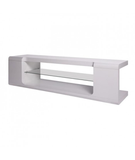 Meuble TV  KENDAL -MDF- Blanc laqué  - L 150 x P 40 x H 40 cm