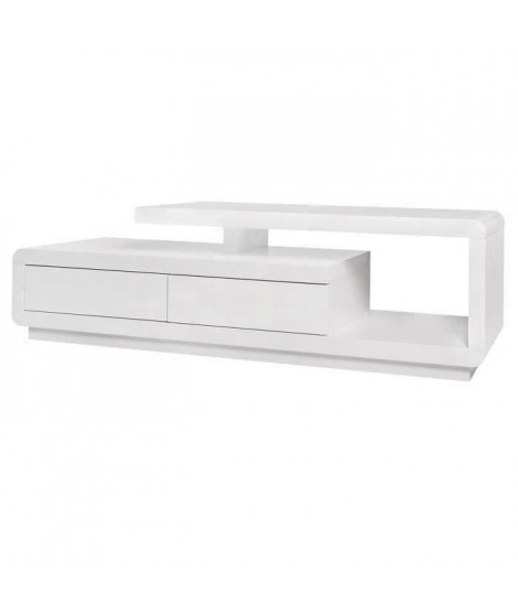 Meuble TV Style contemporain VENASSA -Panneaux alvéolaires- Blanc  - 2 tiroirs- L 160 x P 39 x H 45 cm