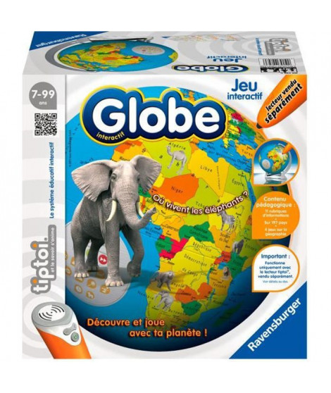 tiptoi - Globe interactif -  Ravensburger - Jeu électronique éducatif sans écran - Des 7 ans en français