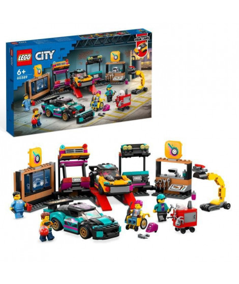 LEGO City 60389 Le Garage de Customisation, Jouet de Voitures, Atelier et Minifigurines