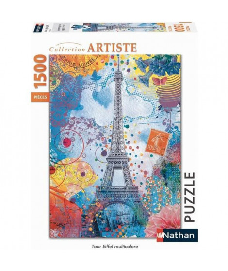 Puzzle 1500 pieces - Tour Eiffel multicolore - Nathan - Puzzle Adultes - Des 14 ans