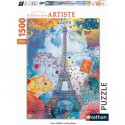 Puzzle 1500 pieces - Tour Eiffel multicolore - Nathan - Puzzle Adultes - Des 14 ans