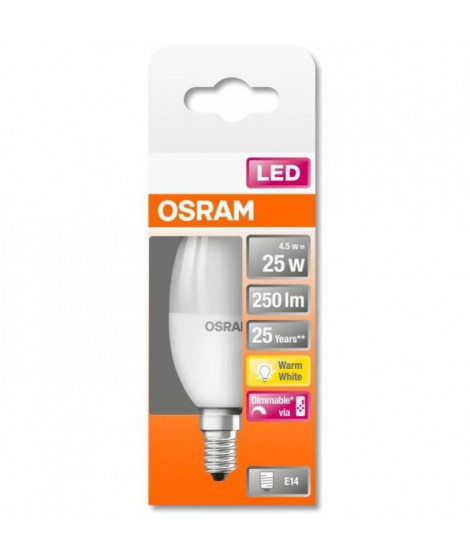 OSRAM Ampoule LED STAR+ Flamme RGBW dépradiateur var 4,5W25 E14 ch