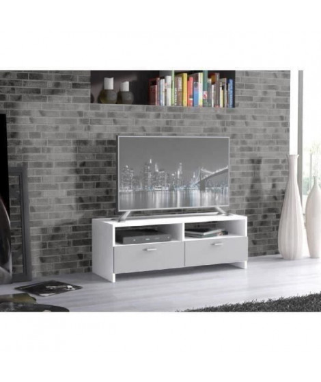 FINLANDEK Meuble TV HELPPO contemporain blanc et gris - L 95 cm