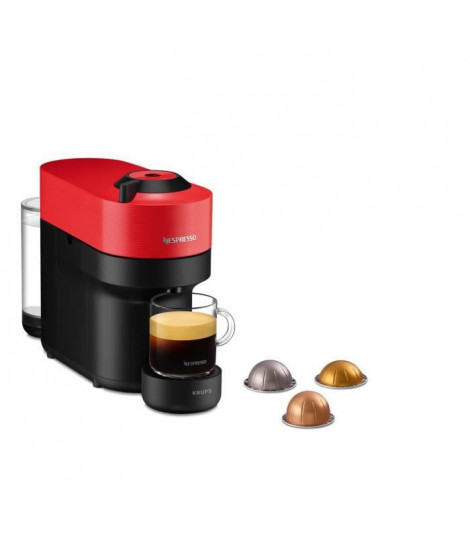 KRUPS NESPRESSO YY4888FD Vertuo Pop Rouge Machine a café capsules, Cafetiere compacte, 4 tailles de tasses, Expresso, Bluetooth