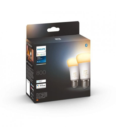 PHILIPS Hue White Ambiance - Ampoules LED connectées E27 - Compatible Bluetooth - Pack de 2