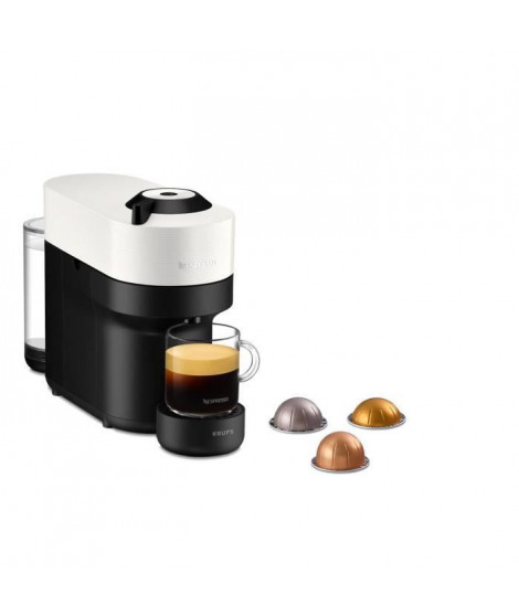 KRUPS NESPRESSO YY4889FD Vertuo Pop Blanche Machine a café capsules, Cafetiere compacte, 4 tailles de tasses, Expresso, Bluet…