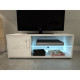 KORA Meuble TV avec éclairage LED contemporain laqué blanc - L 100 cm
