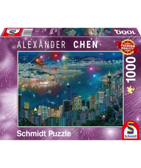Puzzle Feu d'artifice sur Hong Kong, 1000 pcs