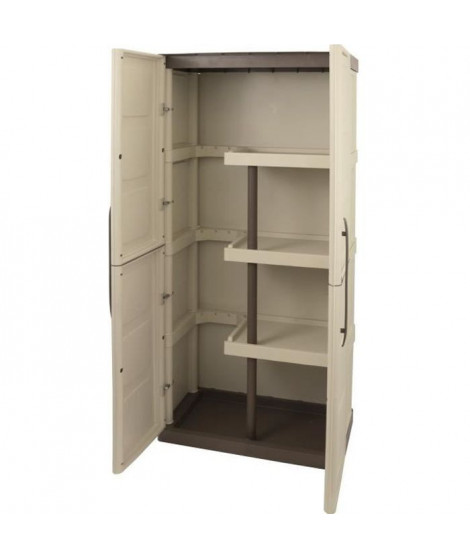 SOGENEX Armoire de rangement haute en résine 3 tablettes avec porte balai