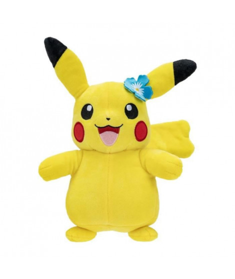 Peluche Pikachu BANDAI - Pokémon - 20 cm - Avec une fleur ou un chapeau - Modele aléatoire
