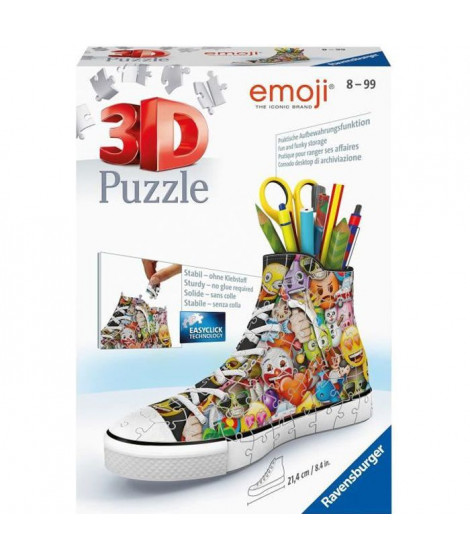 Puzzle 3D Sneaker - emoji - Ravensburger - Puzzle 3D enfant - sans colle - Pot a crayons 108 pieces - Des 8 ans