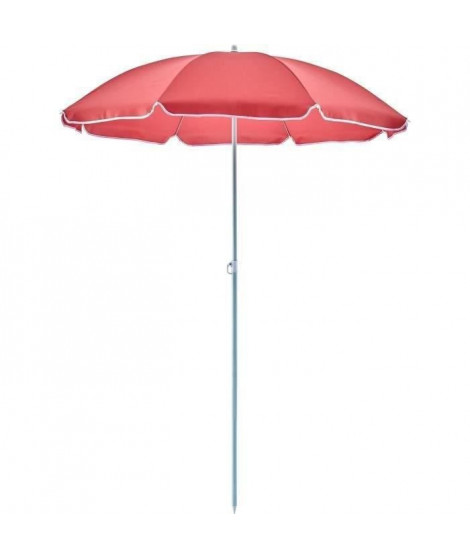 Parasol rond - Arc 1,80 m - Structure en polyester anti-uv - Blanc et rouge