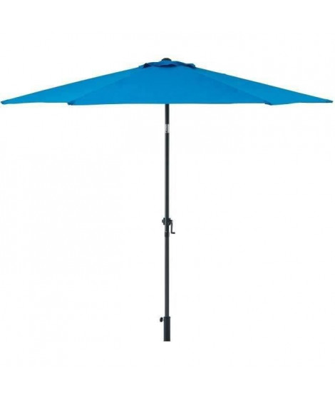 Parasol droit diametre 3 m - strucutre Aluminium toile 160 g/m - 6 baleines acier - Bleu