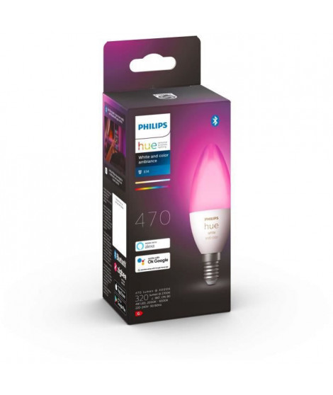 PHILIPS Hue White & Color Ambiance - Ampoule LED connectée flamme E14 - 5,5W - Compatible Bluetooth