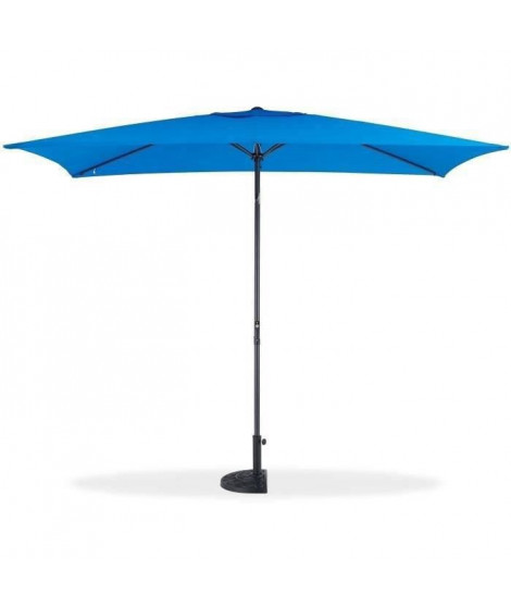 Parasol droit 3x2 m inclinable - Mât Aluminium avec toile polyester 160 g/m² - Bleu