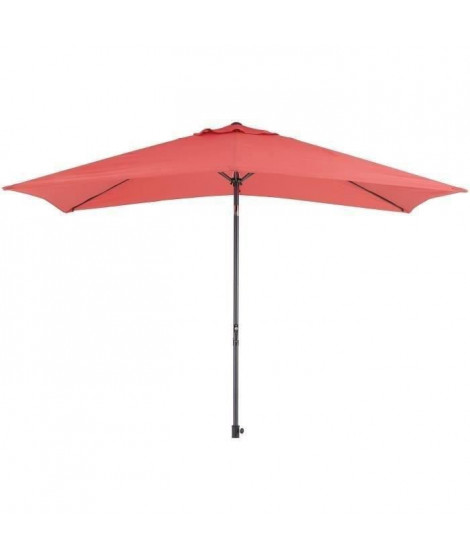 Parasol droit inclinable - Aluminium, 6 baleines en acier et polyester 160 g/m² - 3 x 2 m - Rouge