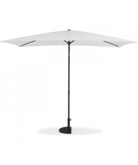 Parasol droit 3x2 m inclinable - Mât Aluminium avec toile polyester 160 g/m² - Blanc