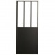 OPTIMUM - Kit porte coulissante + rail + bandeau Atelier - H.204xL.83xP.4 cm - Noir verre transparent