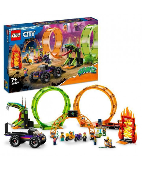 LEGO 60339 City Stuntz L'Arene de Cascade avec Double Looping, Monster Truck Jouet, avec Moto, Figurine Cascadeur, Enfants De…