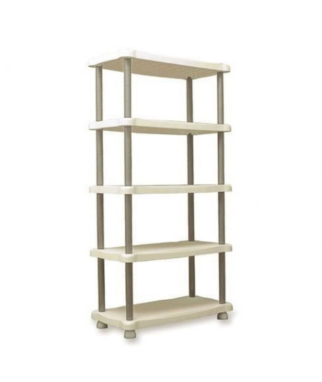 PLASTIKEN Etagere 5 tablettes 184x88x44 cm beige clair et foncé