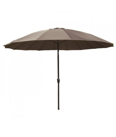 Parasol droit type Shanghai diametre 3m inclinable - Mat aluminium et toile polyester 180g - Taupe - AURINKO