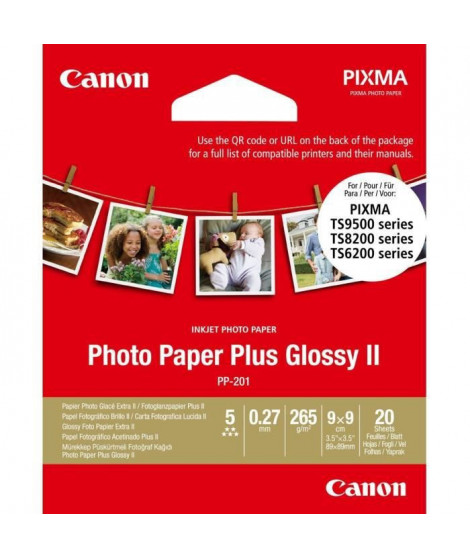 CANON Papier photo 9x9cm PP-201 Glacé 265gr 20 feuilles