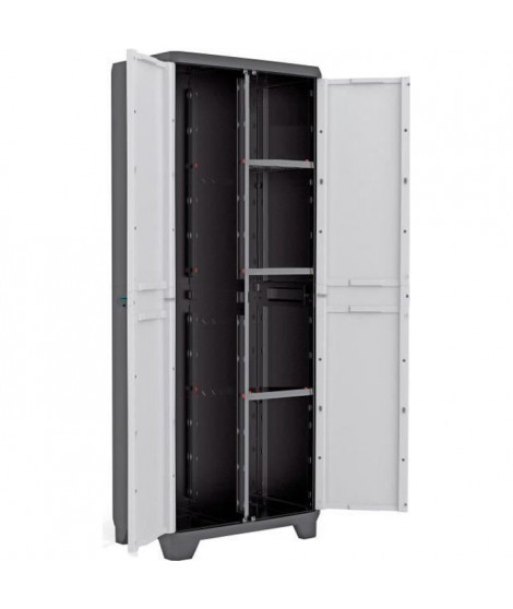 KIS Armoire de rangement utilitaire Linear - 68 x 39 x 173 cm - Noir et gris