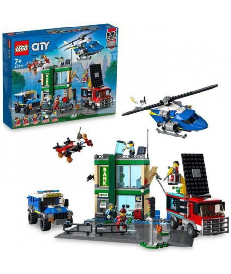 LEGO 60317 City La Course-Poursuite de La Police a La Banque, Jouets Drone et 2 Camions pour Enfants +7 ans, Sets d'Aventures