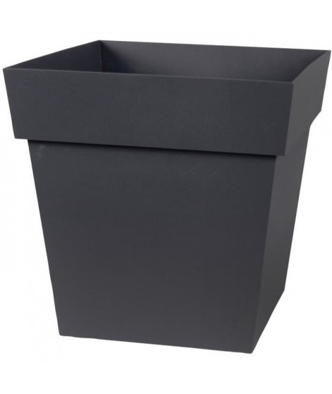 EDA Pot de fleur carré Toscane - 32 x 32 x H 32 cm - 22 L - Gris anthracite