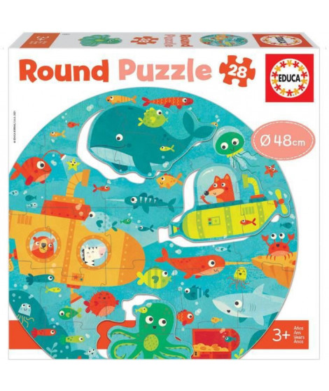 EDUCA - Puzzle - Puzzle rond sous la mer 28 pcs