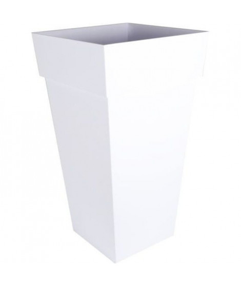 EDA Pot de fleurs XXL Toscane - Carré - 43,3 x 43,3 x H 80 cm - 98 L - Blanc