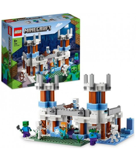 LEGO 21186 Minecraft Le Château de Glace, Jouet avec Épée en Diamant des 8 ans, avec Figurines de Squelette et Zombie