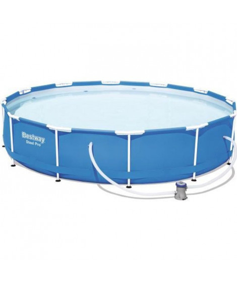 Kit Piscine hors sol tubulaire BESTWAY - Steel Pro - 366 x 76 cm - Ronde (Livrée avec un filtre a cartouche)