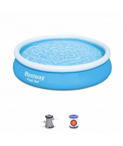 Kit Piscine hors sol autoportante BESTWAY - Fast Set - 366 x 76 cm - Ronde (Livrée avec une pompe de filtration)