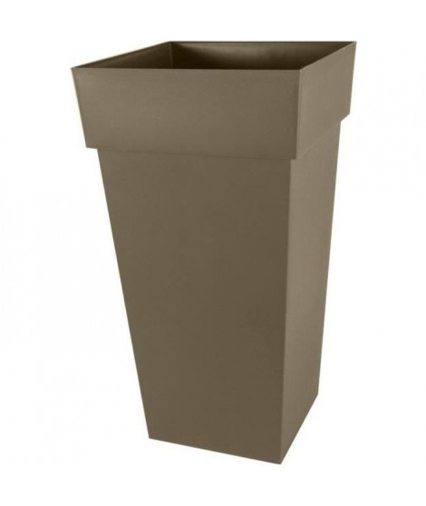 EDA Pot de fleurs XXL Toscane - Carré - 43,3 x 43,3 x H 80 cm - 98 L - Marron taupe