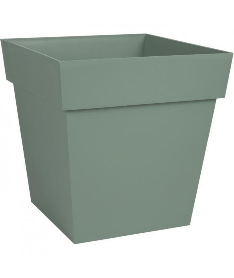 EDA PLASTIQUE - Pot de fleur carré Toscane - 32 x 32 x H 32 cm - 22 L - Vert laurier