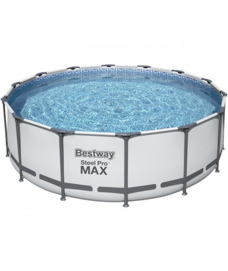 Kit Piscine hors sol tubulaire BESTWAY Steel Pro Max - 427 x 122 cm - Ronde (Avec un filtre a cartouche, une bâche et une éc…