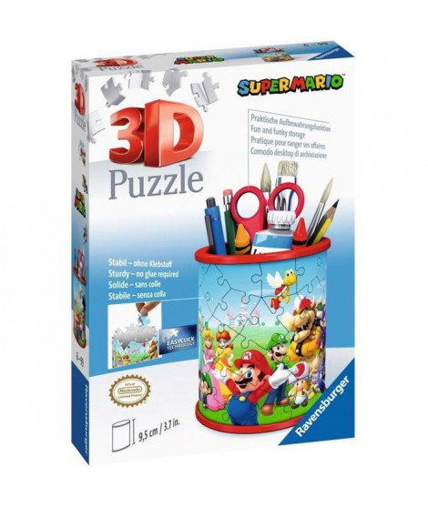 SUPER MARIO Puzzle 3D Pot a crayons - Ravensburger - Puzzle 3D enfant - sans colle - Pot a crayons 54 pieces - Des 6 ans