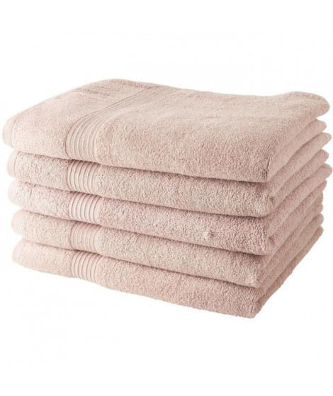 TODAY Lot de 5 Draps de Bain 100 % coton - 70x130 cm - Rose des sables