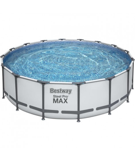 Kit Piscine hors sol tubulaire BESTWAY Steel Pro Max - 488 x 122 cm - Ronde (Avec un filtre a cartouche, une pompe, une bâch…