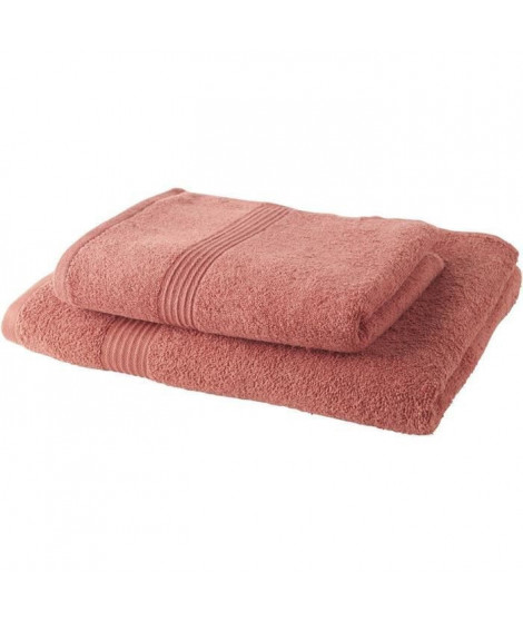 TODAY Lot de 1 Drap de Bain 100% coton 70x30 cm + 1 Serviette de Bain 50x100 cm - Terracotta