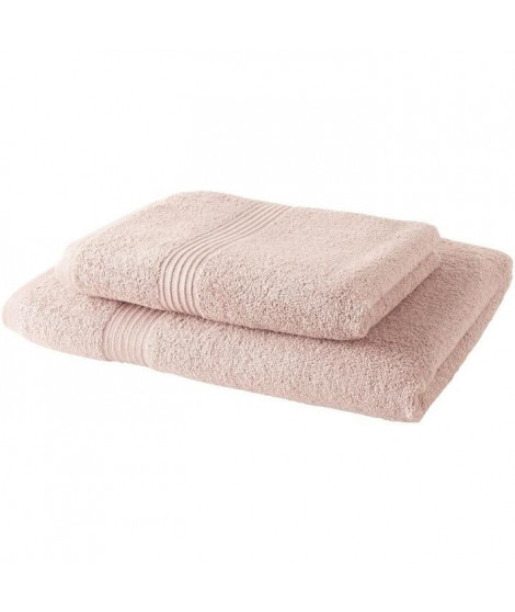 TODAY Lot de 1 Drap de Bain 100% coton 70x30 cm + 1 Serviette de Bain 50x100 cm - Rose des sables