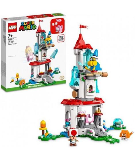 LEGO 71407 Super Mario Ensemble d'Extension La Tour Gelée et le Costume de Peach Chat, Figurine Toad, Jouet Château, Enfants …